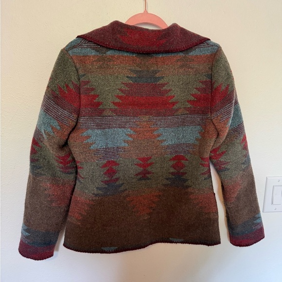 Territory Ahead Colorful Aztec Blanket Jacket Wool Blend Women Small Western EUC - Picture 2 of 8